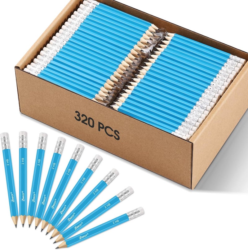 ZWIOT ZWlOT Golf Pencils with Eraser, #2 HB Half,4" Mini,Pre-Sharpened,120/200/320 Count Pencils Wood Cased Short for Classroom, Office, School, Wedding and Party Game - Image 1